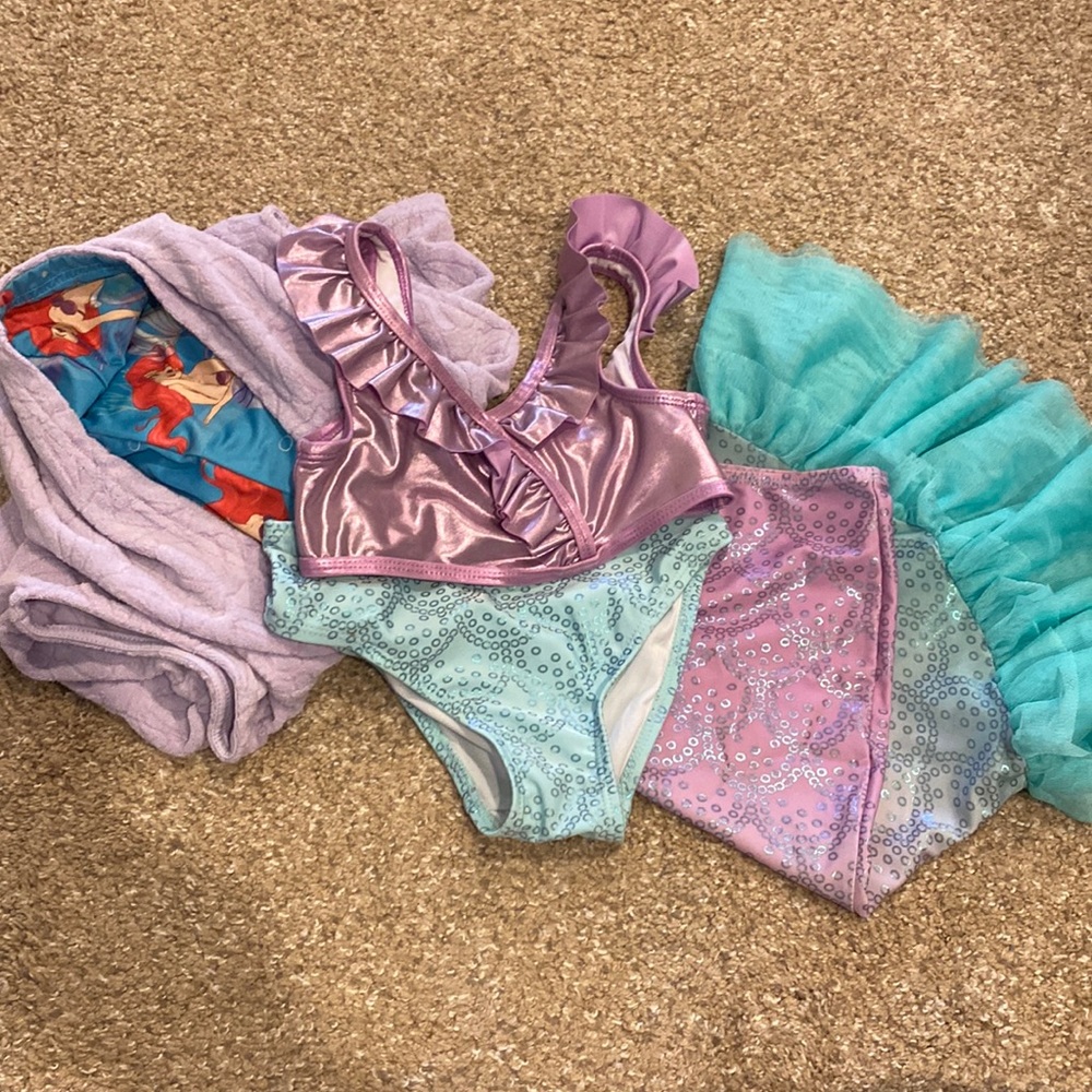 The Little Mermaid Disney Store Swim Set Size 5/6